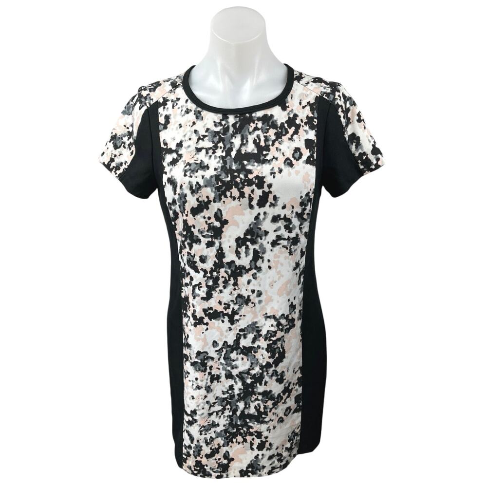 Banana Republic Black Multicolor Camo Short Sleeve Mini Pencil Sheath Dress 2